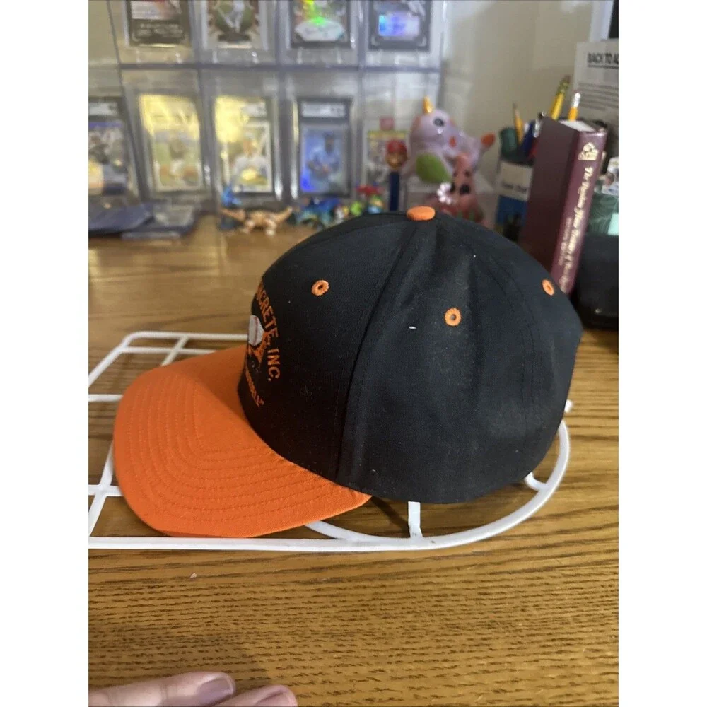 Vintage Russell Concrete Inc. SnapBack Trucker Hat Embroidered Orange & Black